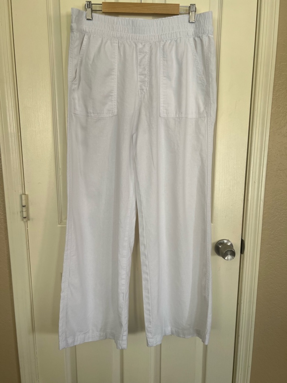 St. John’s Bay White Linen Blend Wide Leg Pants Pull-On
